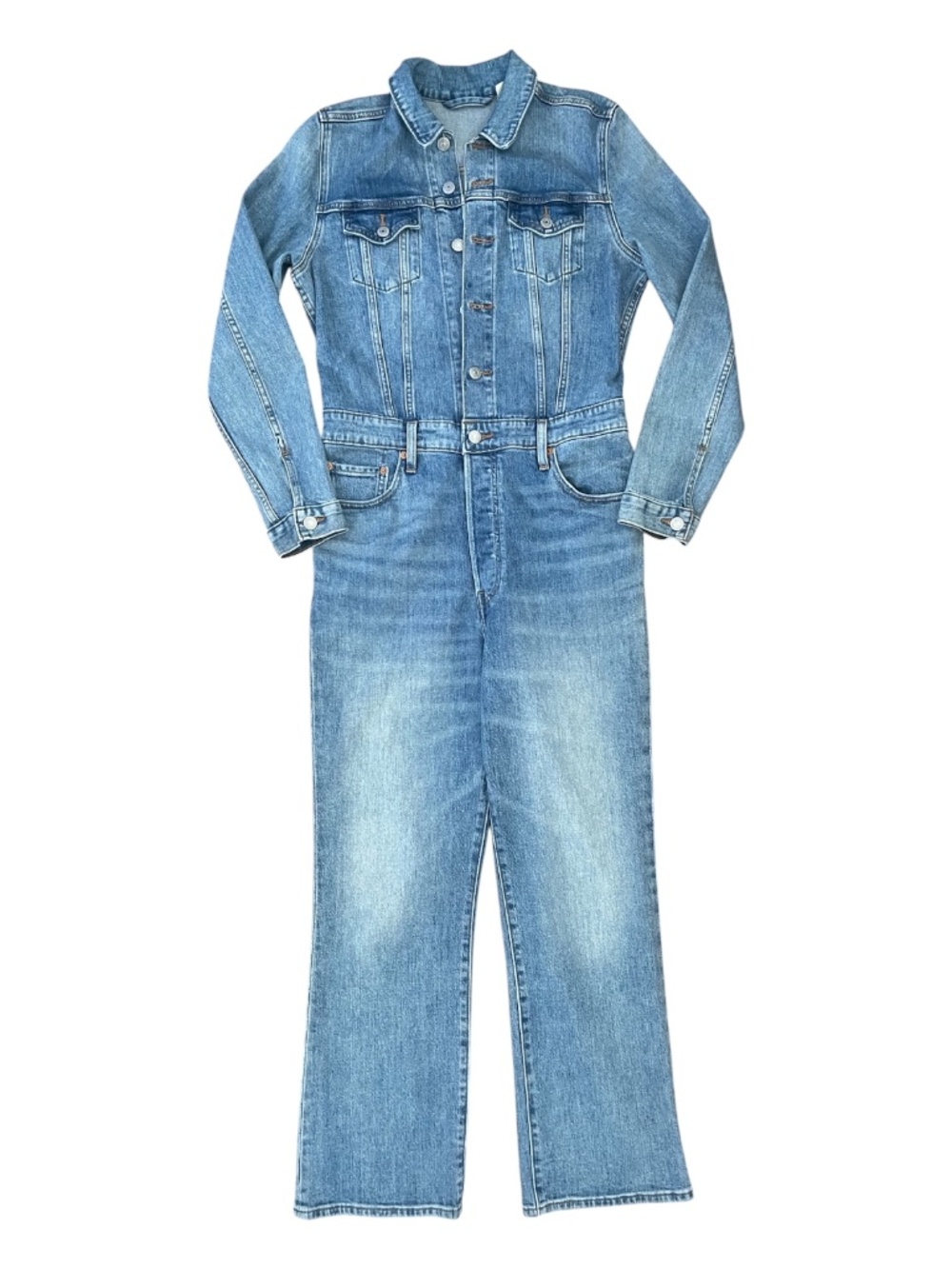 Levi’s Kick Flare Long Sleeve Denim Jumpsuit - Picture 2 of 12